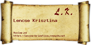 Lencse Krisztina névjegykártya